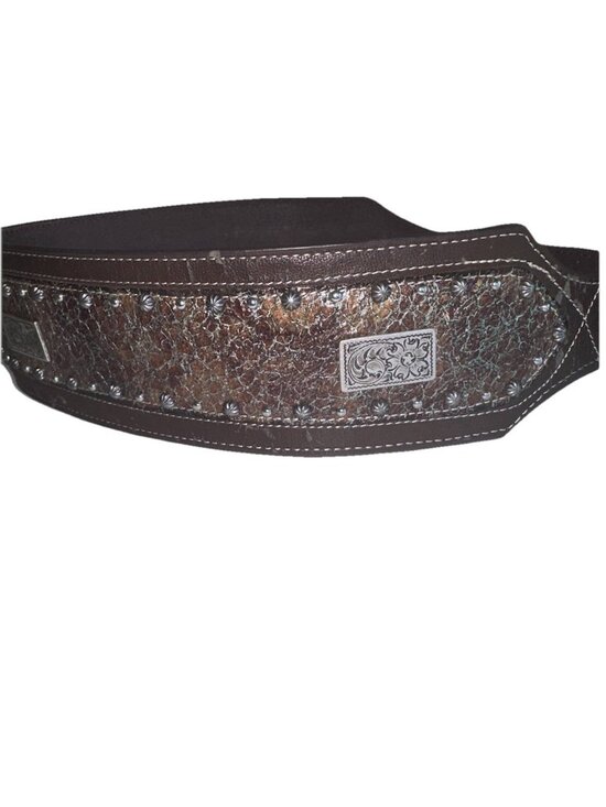 Roper Womens Wide Tapered Belt Sz M Brown Leather Crackle Studded Western USA main image 5